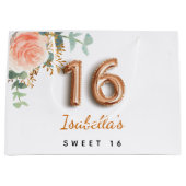 甘い16フローラバラ金ゴールドユーカリ誕生日 ラージペーパーバッグ (正面)