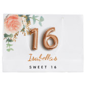 甘い16フローラバラ金ゴールドユーカリ誕生日 ラージペーパーバッグ (裏面)