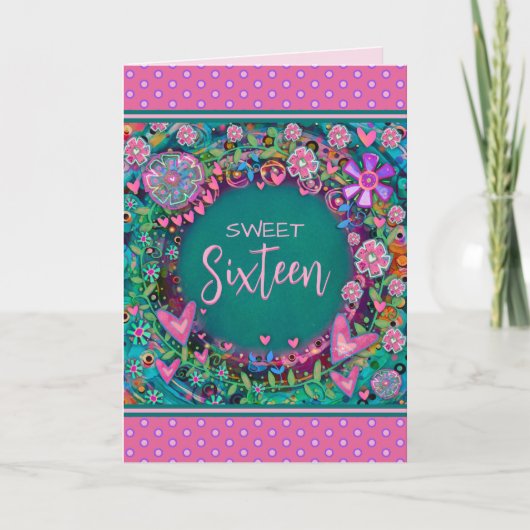 甘い16フローラピガーリーンクかわいらしカスタムの年齢 カード (正面)
