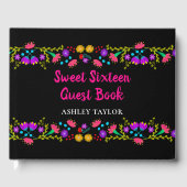 甘い16フローラピンクと黒メキシコの花 ゲストブック (正面)