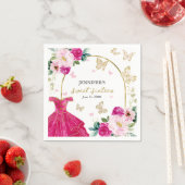 甘い16フローラホットピンクドレスバタフライ スタンダードカクテルナプキン (インサイチュ)
