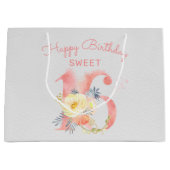 甘い16フローラ数大16誕生日 ラージペーパーバッグ (正面)