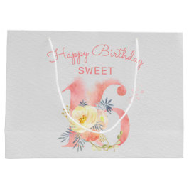 甘い16フローラ数大16誕生日 ラージペーパーバッグ