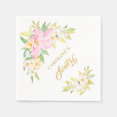 甘い16フローラ水彩赤面ピンクエレガント スタンダードカクテルナプキン (正面)