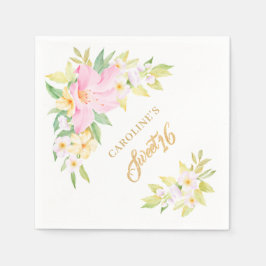 甘い16フローラ水彩赤面ピンクエレガント スタンダードカクテルナプキン