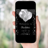 甘い16ブラックシルバーグリッターウェルカムバルーン ポスター