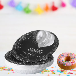 甘い16ブラックシルバーグリッター名風船 ペーパーボウル