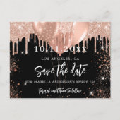 甘い16ブラックバラ金ゴールドバルーン日付を保存 案内ポストカード (正面)