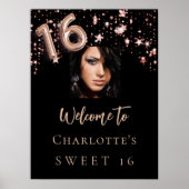 甘い16ブラックバラ金ゴールド星写真ようこそ ポスター (正面)