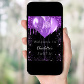 甘い16ブラックパープルグリッターウェルカムバルーン ポスター