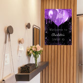 甘い16ブラックパープルグリッターウェルカムバルーン ポスター