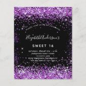 甘い16ブラックパープルグリッター予算の招待 チラシ (正面)