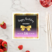 甘い16ブラックパープルピンクの金ゴールドボウ名 スタンダードカクテルナプキン (インサイチュ)