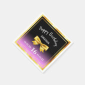 甘い16ブラックパープルピンクの金ゴールドボウ名 スタンダードカクテルナプキン (角)