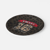 甘い16ブラックレオパード印刷パーティー ペーパープレート (アングル)