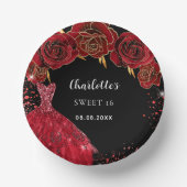 甘い16ブラックレッドドレスの花 ペーパーボウル (正面)