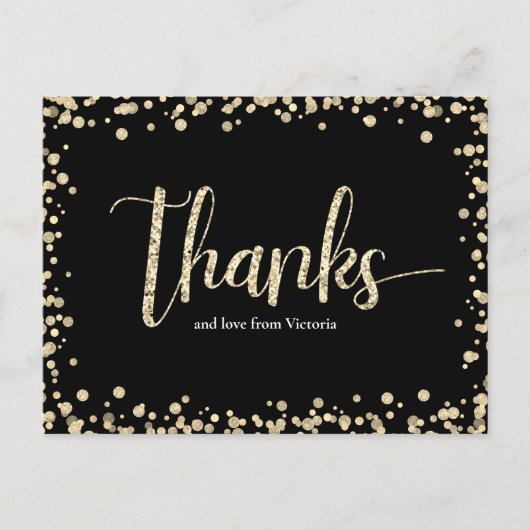 甘い16ブラック金ゴールドグリッター誕生日ありがとう ポストカード (正面)