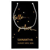 甘い16ブラック金ゴールドタイポグラフィ名 スモールペーパーバッグ (裏面)