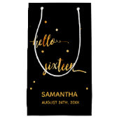 甘い16ブラック金ゴールドタイポグラフィ名 スモールペーパーバッグ (正面)