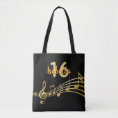 甘い16ブラック金ゴールド音符の名前 トートバッグ (正面)