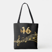 甘い16ブラック金ゴールド音符の名前 トートバッグ (裏面)