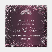 甘い16ブルゴーニュのピンクティアラは日付を保存 マグネット (正面)