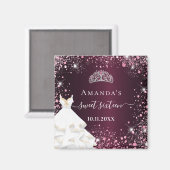 甘い16ブルゴーニュのピンクティアラグリッター名 マグネット (正面/裏面)