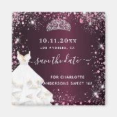 甘い16ブルゴーニュのピンクドレスは日付を保存 マグネット (正面)