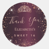 甘い16ブルゴーニュバラ金ゴールドティアラ感謝していユー ラウンドシール (正面)