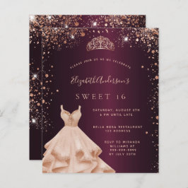 甘い16ブルゴーニュバラ金ゴールドドレスティアラ招待