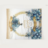 甘い16ブルードレスウォーター色金ゴールドグリッター タペストリー (正面(横))