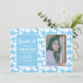 甘い16ベビーブルーと白いパズル写真 招待状 (スタンド正面)