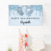 甘い16ベビーブルーグリッターが風船を乾燥 横断幕 (インサイチュ)