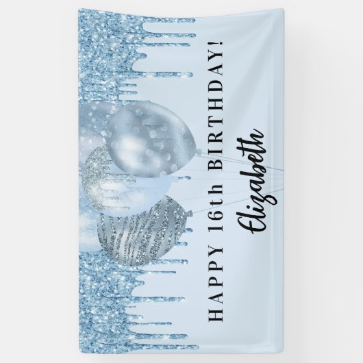 甘い16ベビーブルーグリッターが風船を乾燥 横断幕 (縦)