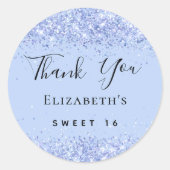 甘い16ベビーブルーグリッターダストパーティーありがとう ラウンドシール (正面)