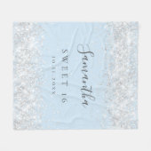 甘い16ベビーブルーシルバーグリッターダスト名 フリースブランケット (正面(横))