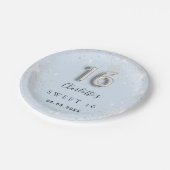 甘い16ベビーブルーシルバーグリッターダスト名 ペーパープレート (アングル)