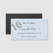 甘い16ベビーブルーシルバー日付磁石を保存 (正面/裏面)