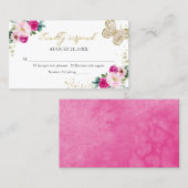 甘い16ホットピンクフローラ蝶RSVPエンクロージャ 名刺 (正面/裏面)