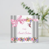 甘い16ホワイトピンクバタフライSweet sixteen 招待状 (スタンド正面)