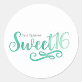 甘い16ミンティグリーン誕生日パーティーのお気に入り ラウンドシール (正面)
