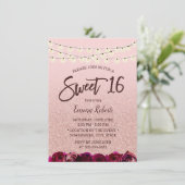 甘い16モダンバラ金ゴールドフローラ文字列ライト 招待状 (スタンド正面)