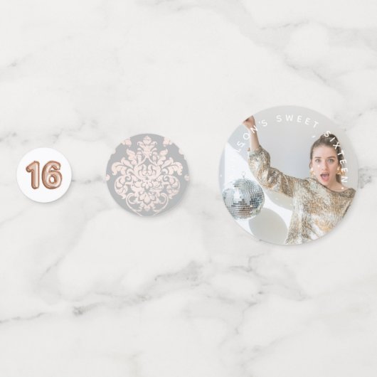 甘い16ラグジュアリーバラ金ゴールドバルーン写真 コンフェッティ (裏面)