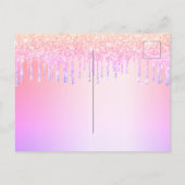 甘い16レインボーグリッターピンクパープル日付を保存 ポストカード (裏面)