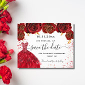 甘い16レッドドレス白の予算は、日付を保存 チラシ