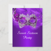 甘い16レースマスクパープルシルバーマスカレード 招待状 (裏面)