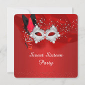 甘い16レースマスクレッドシルバーマスカレード 招待状 (裏面)