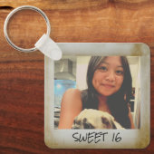 甘い16ヴィンテージフォトフレーム、16誕生日 キーホルダー (正面)