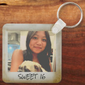 甘い16ヴィンテージフォトフレーム、16誕生日 キーホルダー (裏面)
