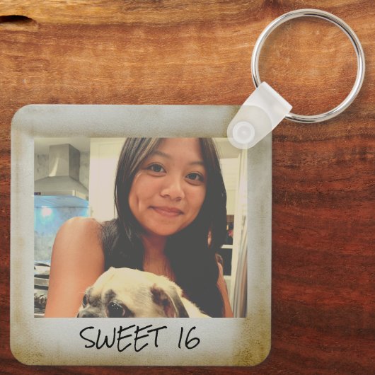 甘い16ヴィンテージフォトフレーム、16誕生日 キーホルダー (裏面)